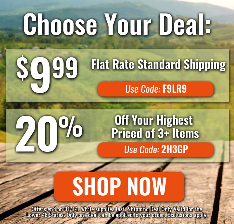 Choose Your Deal: $9.99 Flat Rate Shipping - F9LR9, 20% Off Highest Priced of 3+ Items - 2H3GP