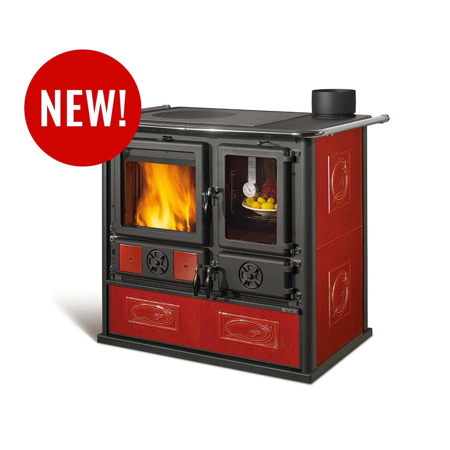 NEW! LA NORDICA ROSA REVERSE - CERAMIC WOOD COOK STOVE